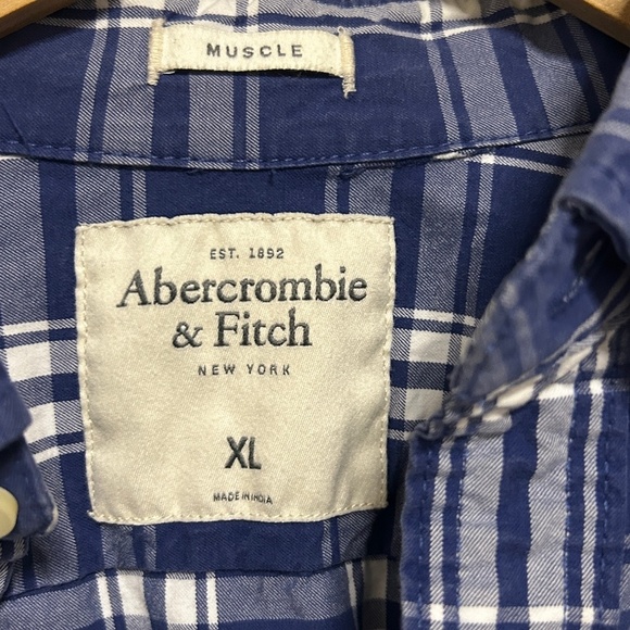 Abercrombie & Fitch Men’s Button Down Long Sleeve Shirt XL Muscle Blue/White - Picture 5 of 10